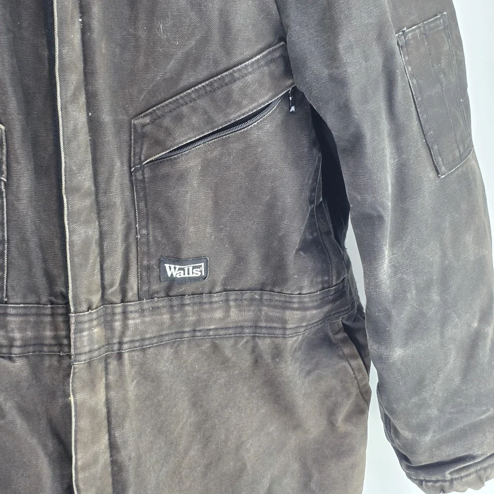 Walls Workwear Coveralls Mens 2XL Black Insulated Quilted Duck Canvas Zipped Leg